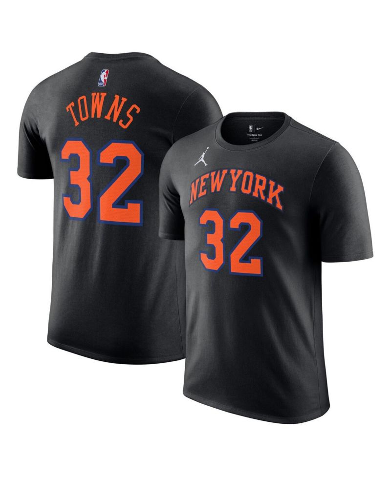 Men's and Women's Karl-Anthony Towns Black New York Knicks Name & Number T-Shirt