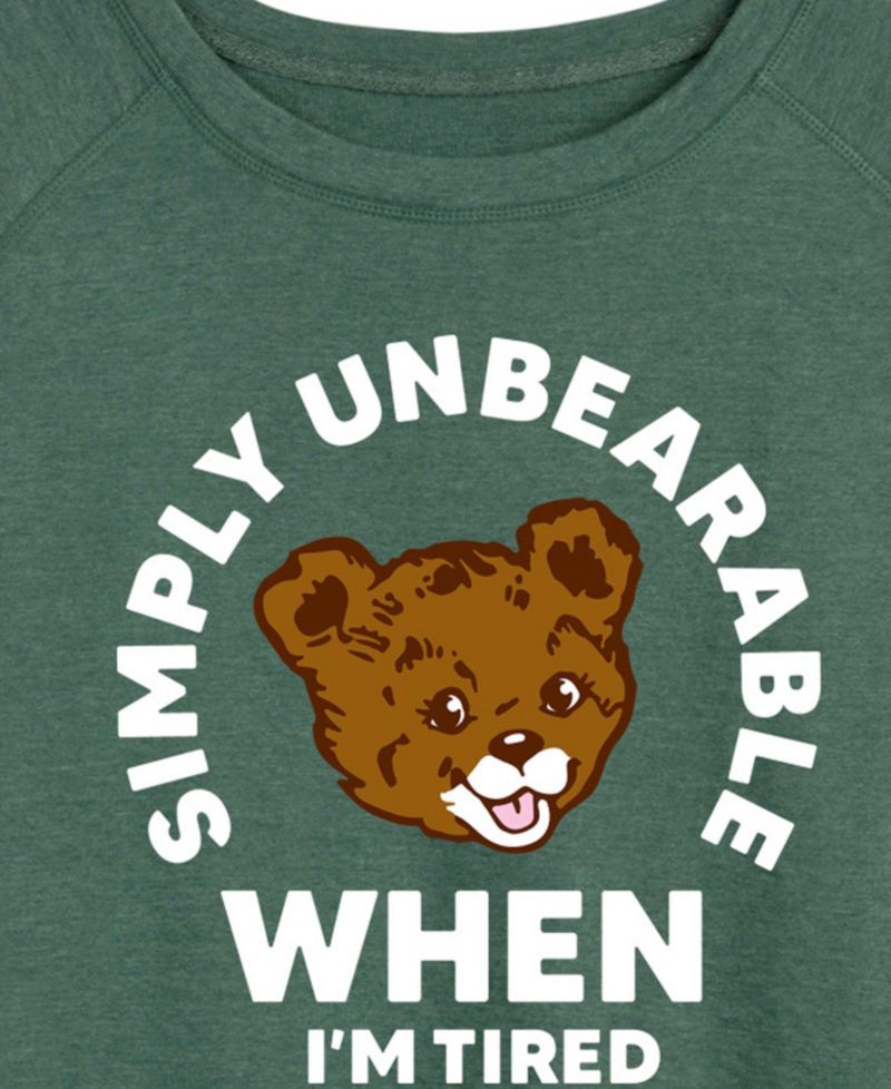 Plus Size Instant Message Tired Simply Unbearable French Terry Long-Sleeve T-Shirt