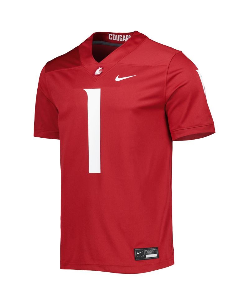 Men's #1 Crimson Washington State Cougars Untouchable Football Jersey