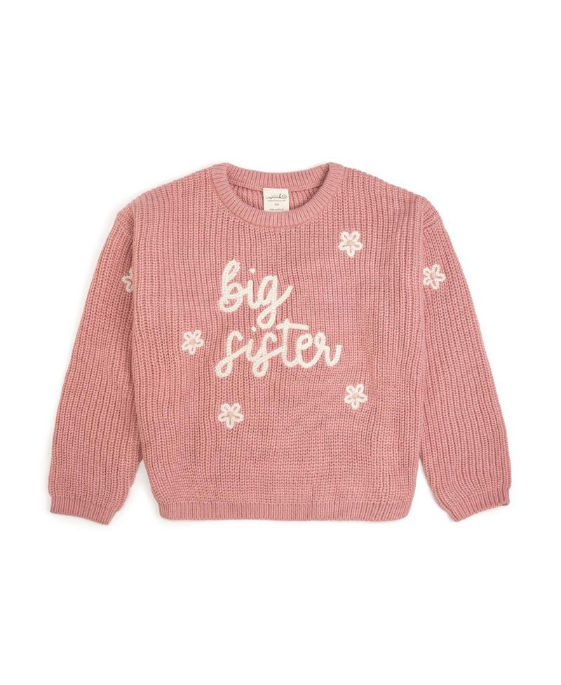 Little and Big Girls Big Sister Knit Sweater
