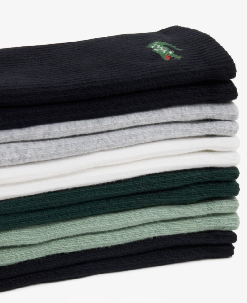 Men's Ribbed Cotton-Blend Crew Socks, 6-Pack