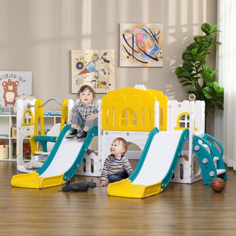 Toddler 8-in-1 2-Slide Swing Set