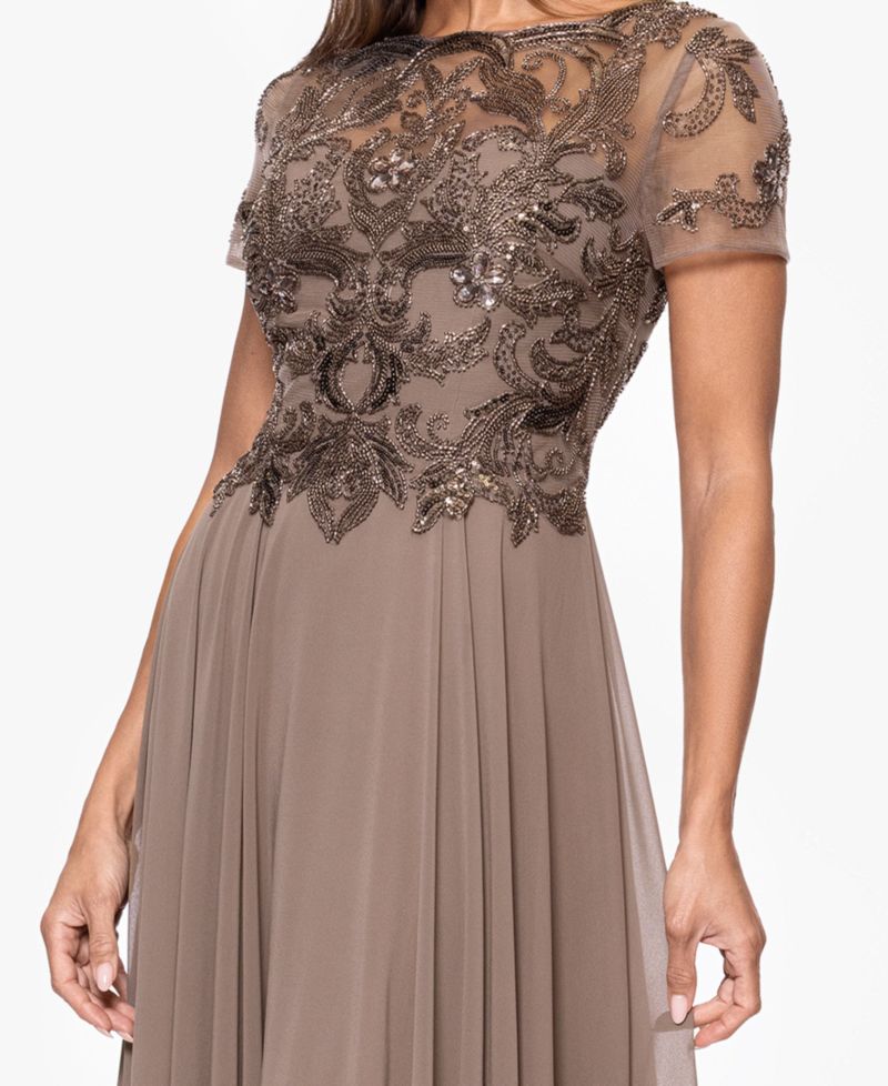 petite Boat Neck Beaded Dress