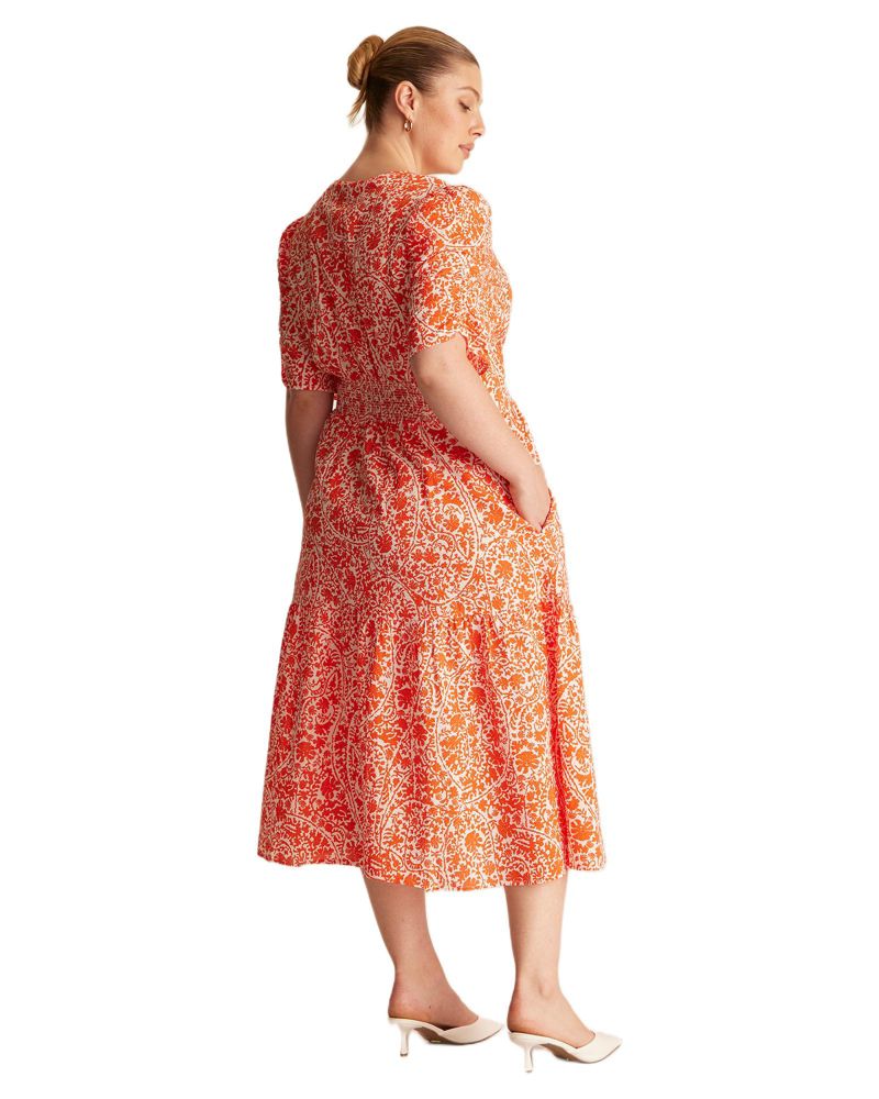 Plus Size Dreamaya Tiered V-neck Fit Flare Midi Dress