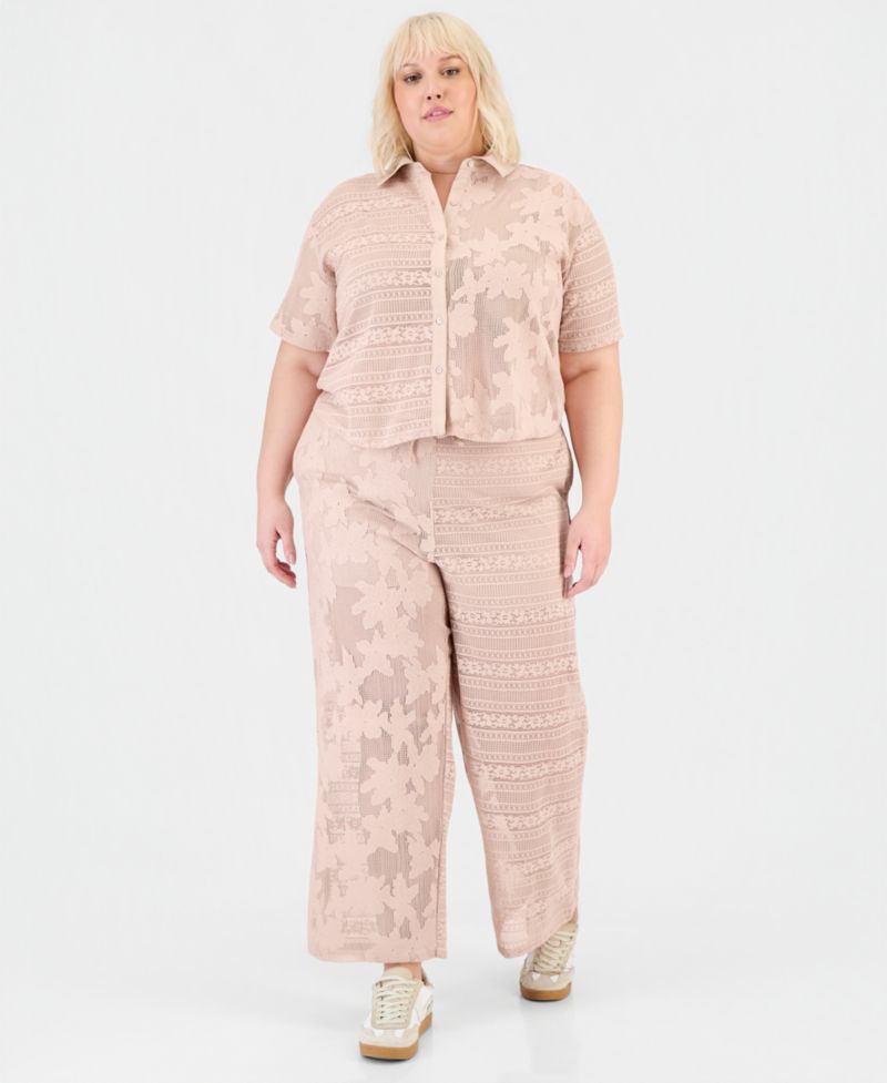 Trendy Plus Size Lace Drawstring-Waist Pants