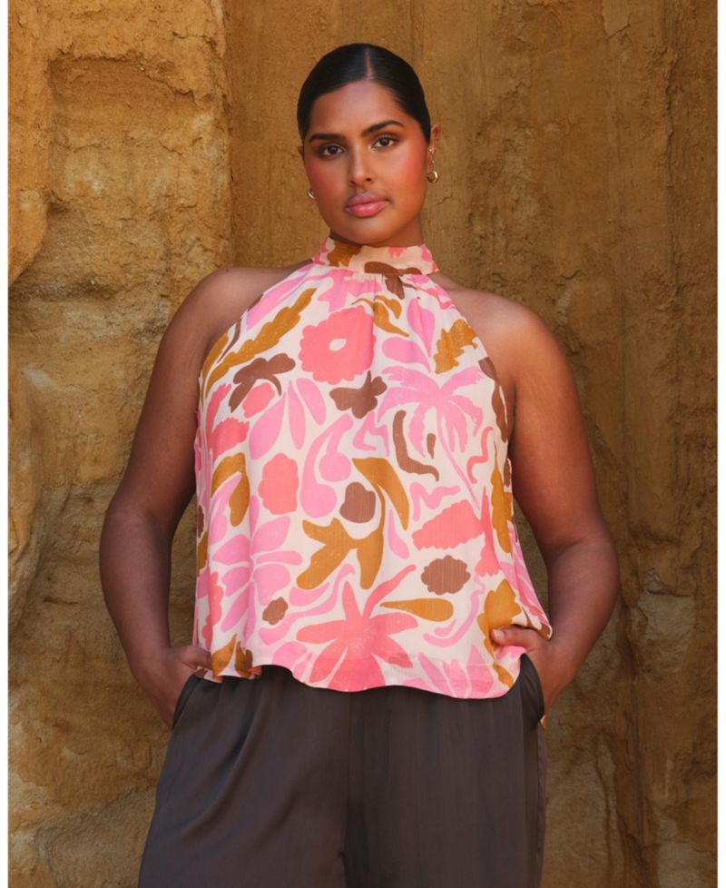 Women's Luciana Floral Halter Relaxed Summer Top