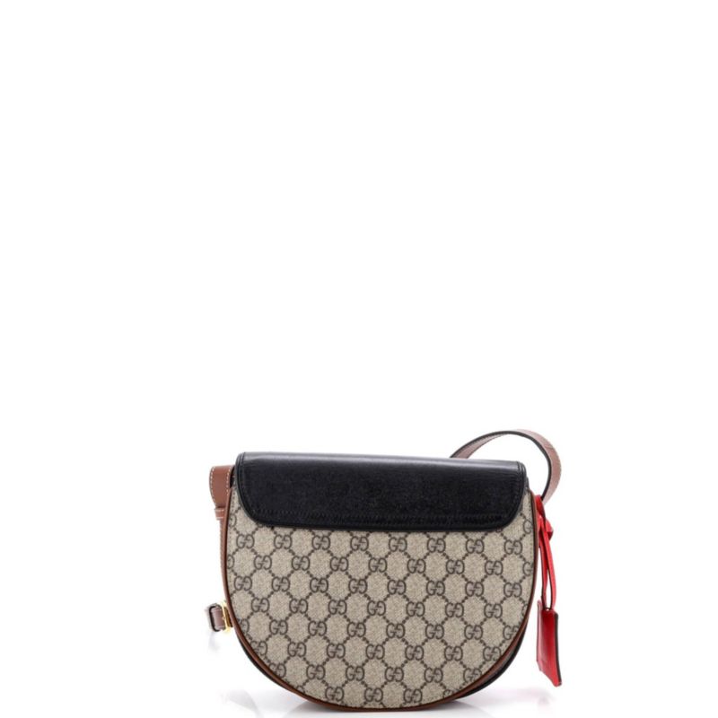 Small Padlock Saddle Shoulder Bag GG Coated Canvas and Leather
