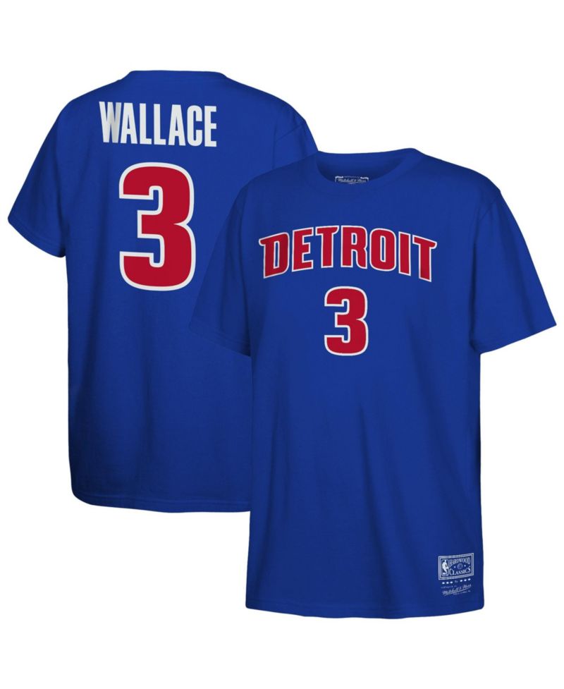Big Boys and Girls Ben Wallace Blue Detroit Pistons Hardwood Classics Name & Number T-Shirt