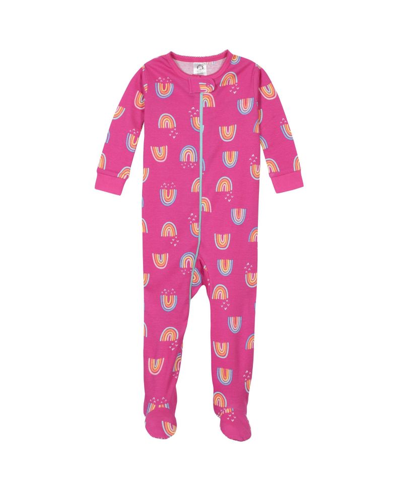 Baby Girls 4-Pack Snug Fit Footed Cotton Pajamas, Unicorns and Cats, 24 Months