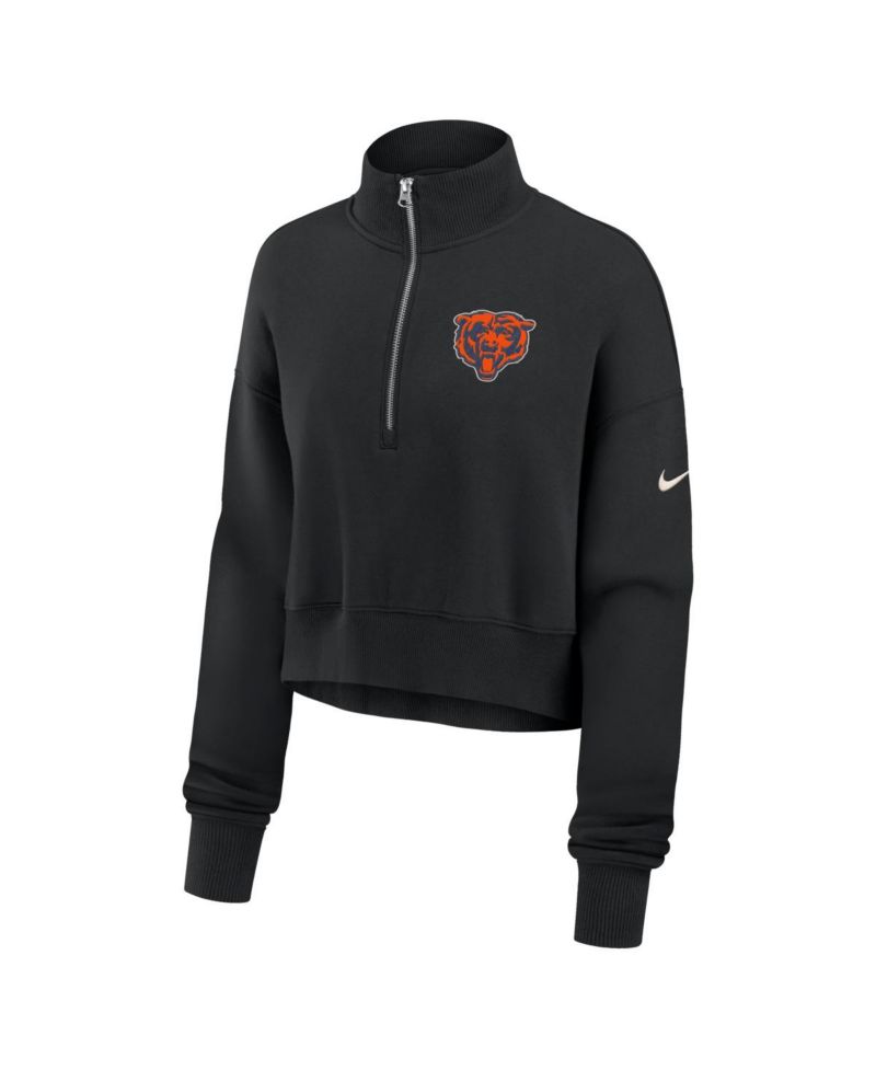 Women's Black Chicago Bears Legacy Phoenix Fleece Cropped Half-Zip Sweatshirt