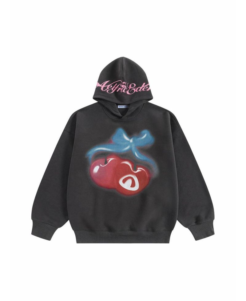 Women's Oversized Cherry-Print Pullover Hoodie