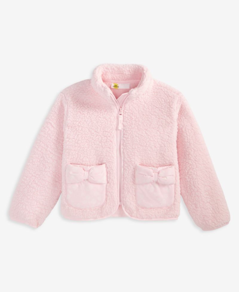 Toddler Girls' 12M-5T Bow-Detail Faux-Sherpa Jacket