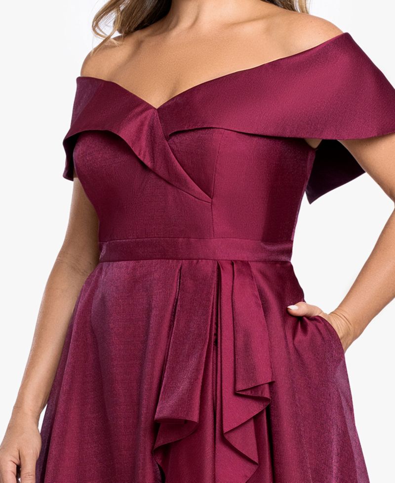 Plus Size Sweetheart Neck Off-The-Shoulder Ruffle Long Dress