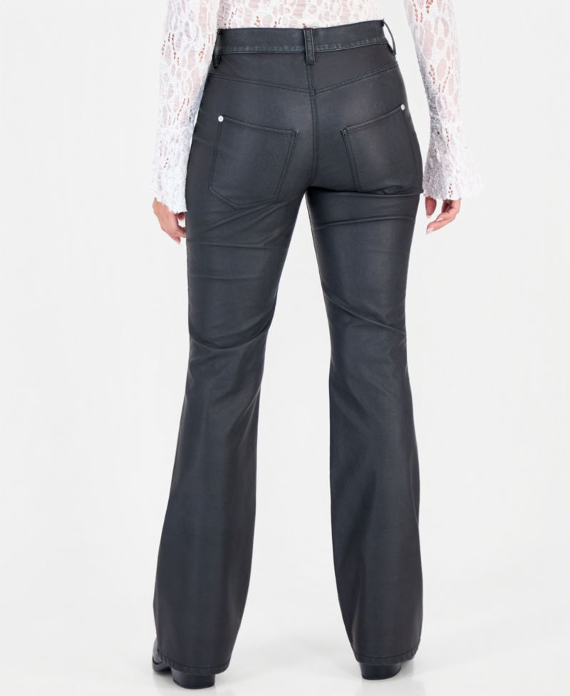 Women's Double Knot High-Waisted Bootcut Faux Leather Pants