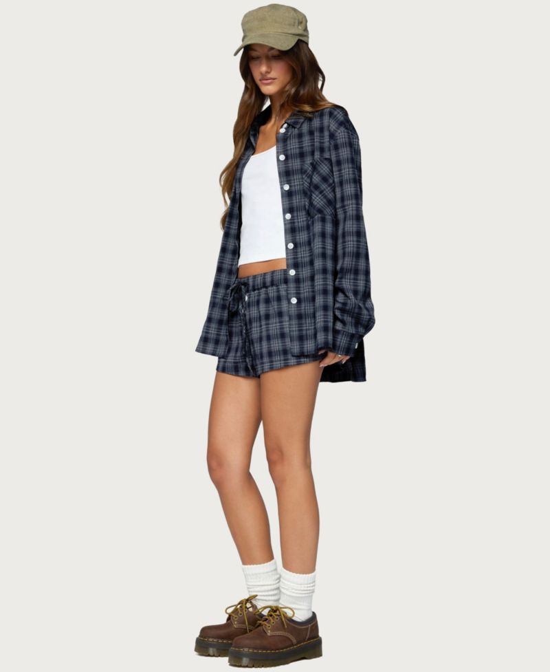 Women's Alessa Plaid Mid-Rise Shorts, 2" Inseam