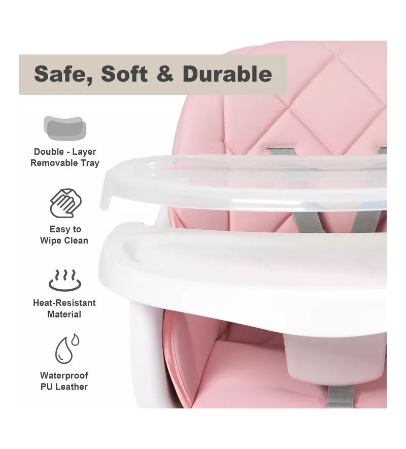 7-in-1 Convertible Baby High Chair with Removable Tray and 5-Point Harness