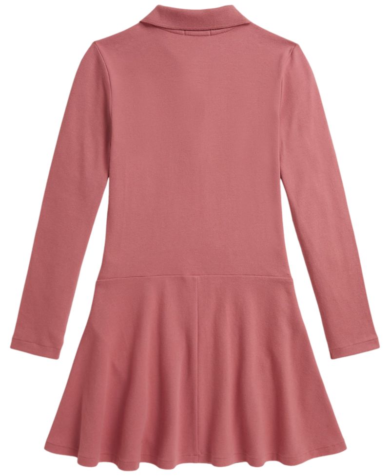Girls' 7-16 Stretch Mesh Long-Sleeve Polo Dress