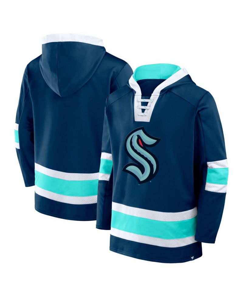 Men's Deep Sea Blue Seattle Kraken Inside Line Fleece Pullover Hoodie