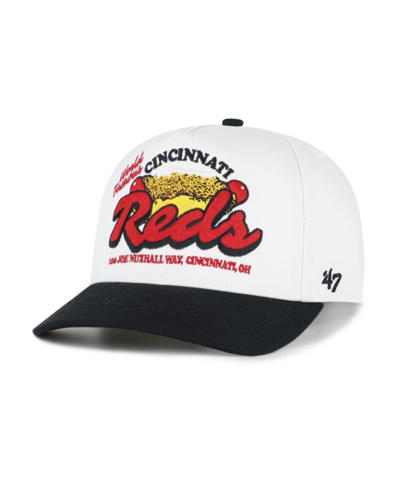 Men's '47 White/Black Cincinnati Reds Glizzy Collection Hitch Adjustable Hat