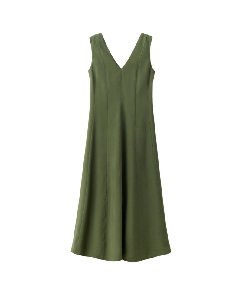 Women's Sleeveless V-Neck Midi Seam-Detail Dress