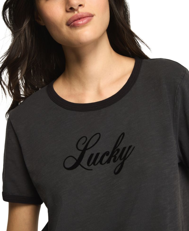Women's Lucky Script Graphic Crewneck T-Shirt