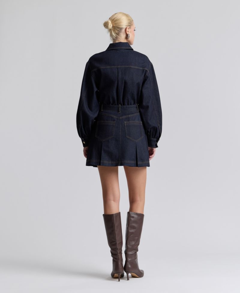 Women's Stretch Denim Belted Cargo Mini Dress