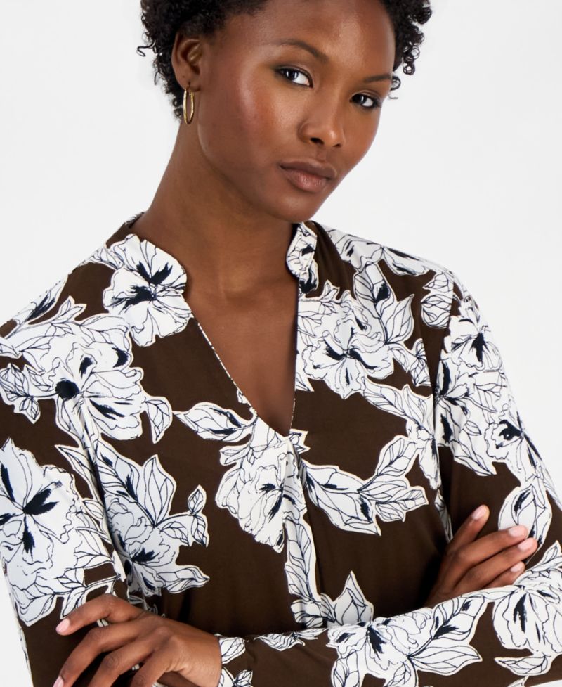 Petite Floral Long-Sleeve Top