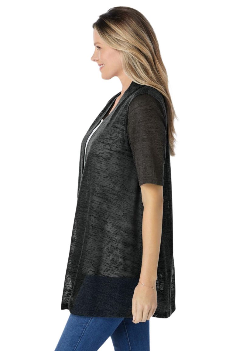 Women's Within Lightweight Open Front Cardigan Sweater