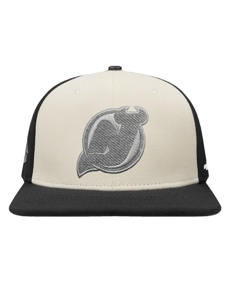 Men's Cream/Black New Jersey Devils French Terry Snapback Hat