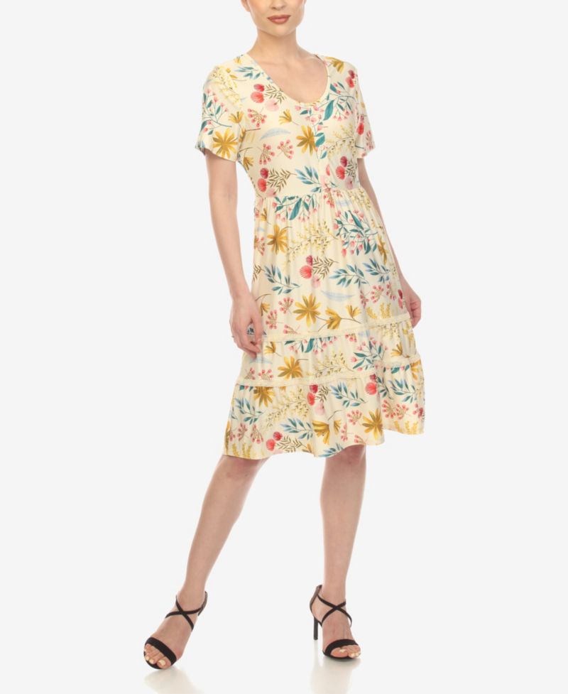 Women's Floral Short Sleeve Knee Length Dress