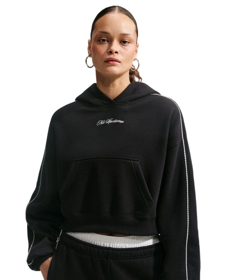 Women's Studio Fleece Oversized Scallop-Trim Hoodie