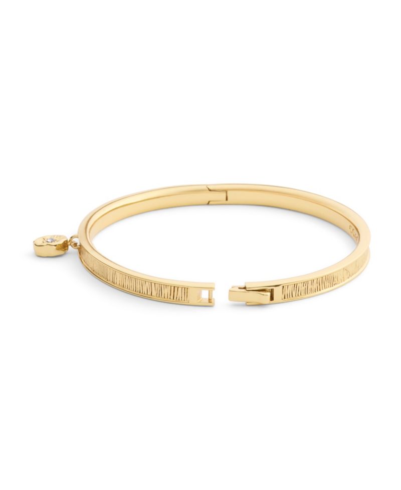 Gold Plated Tea Rose Charm Bangle Bracelets