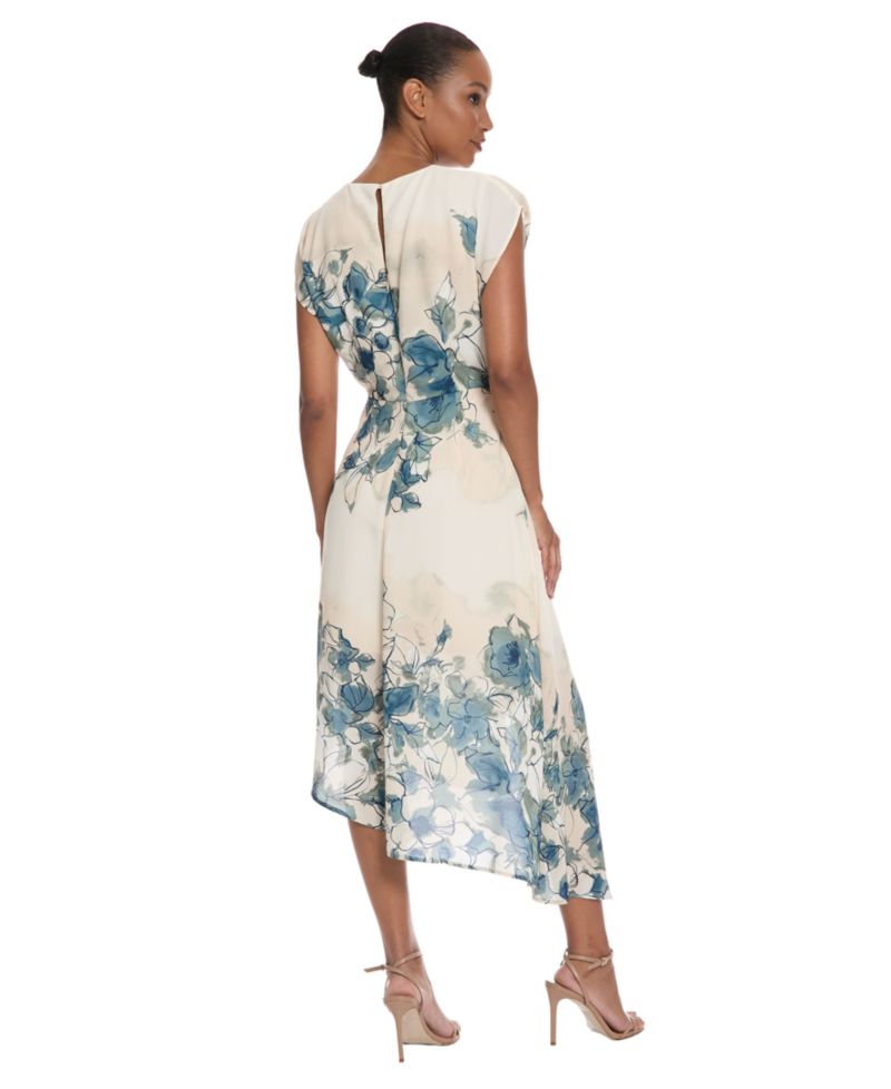 Women's Asymmetrical Floral Midi Dress