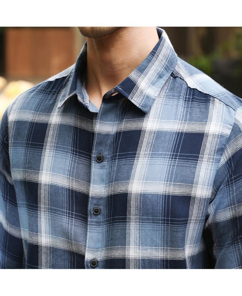Men's Navy Blue & Off-White Multi-Checkered Shirt