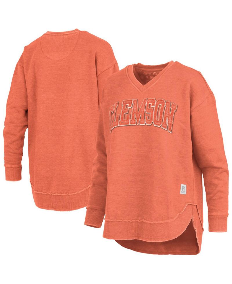 Women's Orange Clemson Tigers Westin Poncho V-Neck Pullover Sweatshirt