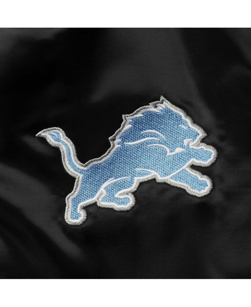 Men's Black Detroit Lions Locker Room Satin Varsity Full-Snap Jacket