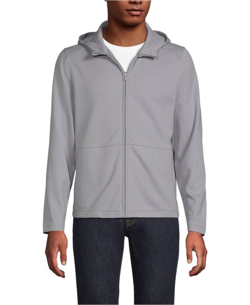 Men's Unisex Grid Tech Hooded Zip Front Jacket