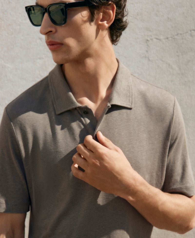Men's Linen Blend Slim Fit Polo Shirt