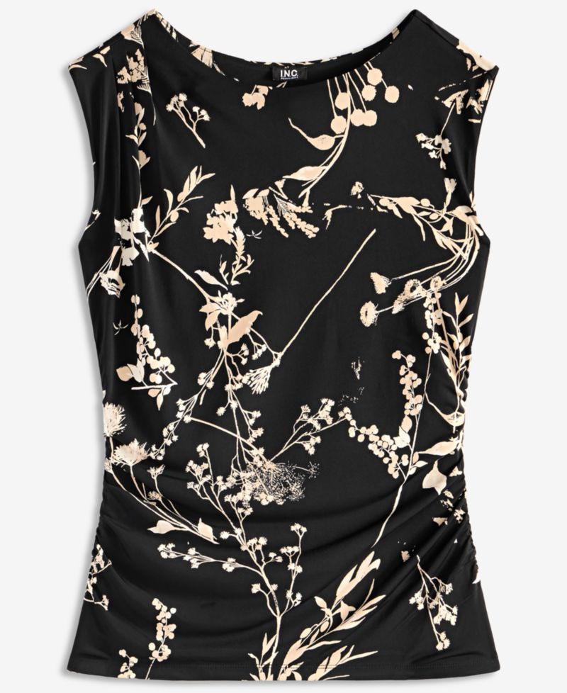 Women's Floral-Print Boat-Neck Blouse