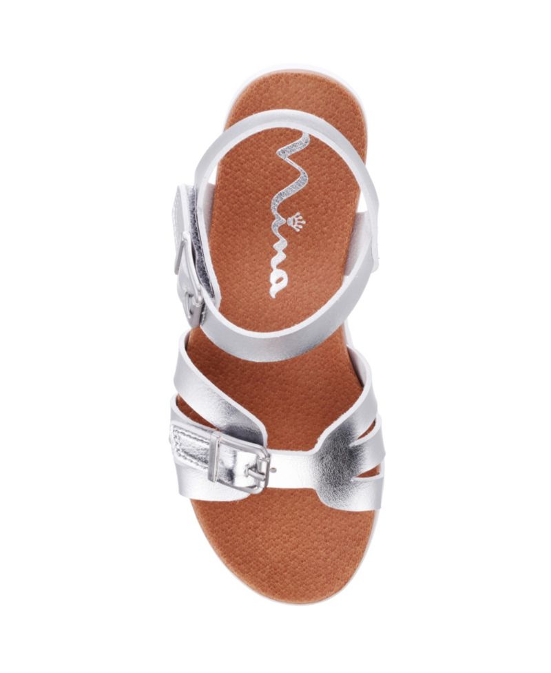 Girls Lacey Metallic Adjustable strap Sandals