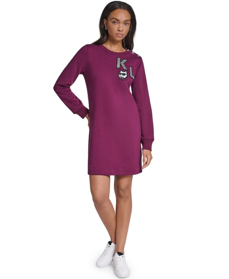 Women's KL Patch Long-Sleeve Crewneck Sweater Dress