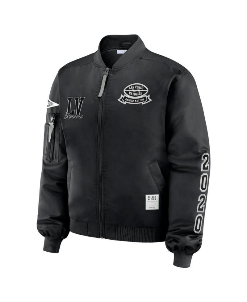 Women's Black Las Vegas Raiders Patch Full-Zip Bomber Jacket