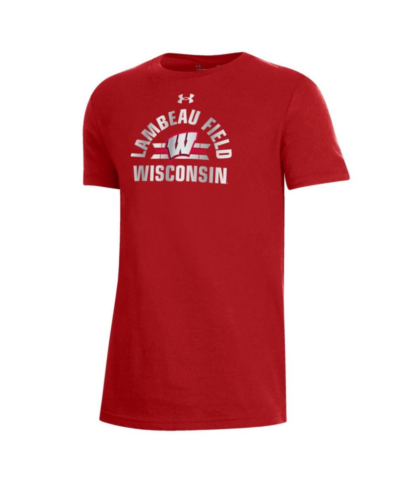 Big Boys and Girls Red Wisconsin Badgers 2026 Lambeau Field Collection Arched Lambeau Performance T-Shirt