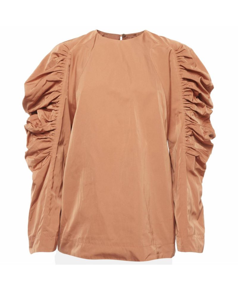 Women's Ruched-Sleeve Silk-Blend Top