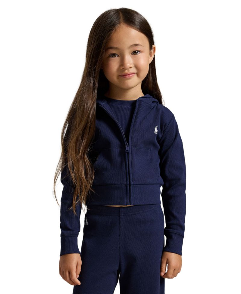 Girls' 2T-6X Ribbed Boxy Full-Zip Hoodie