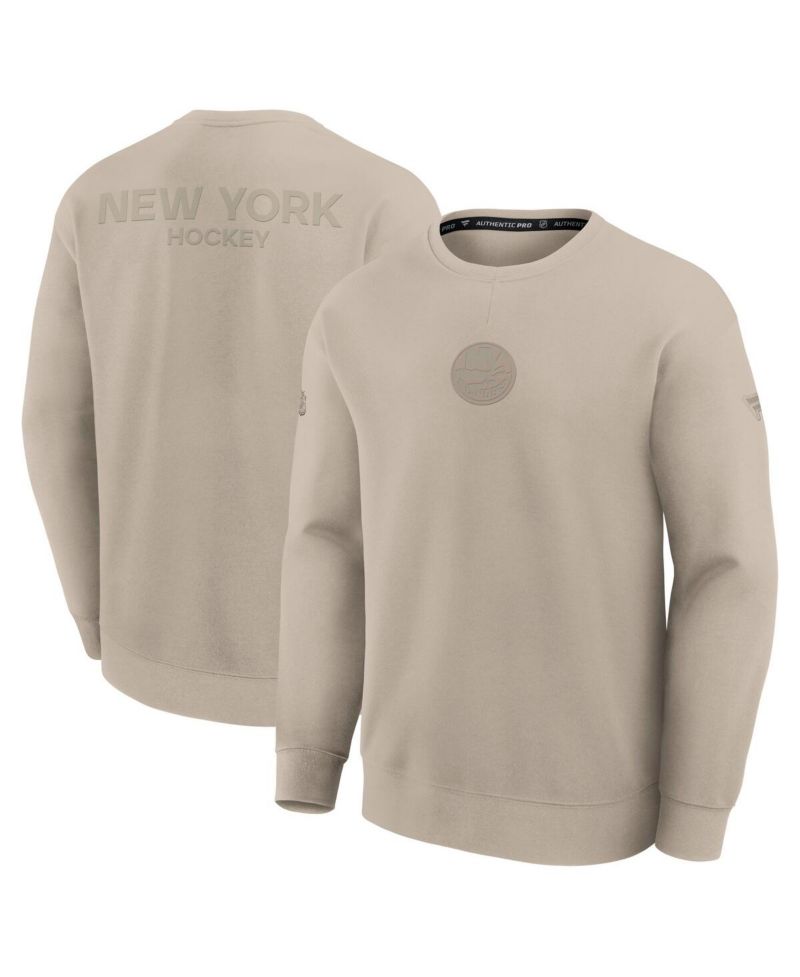 Men's Tan New York Islanders Authentic Pro Road Tri-Blend Sweatshirt