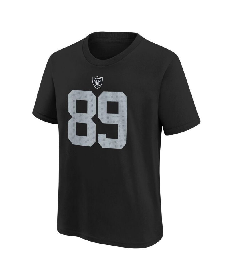 Big Boys and Girls Brock Bowers Black Las Vegas Raiders Player Name & Number T-Shirt