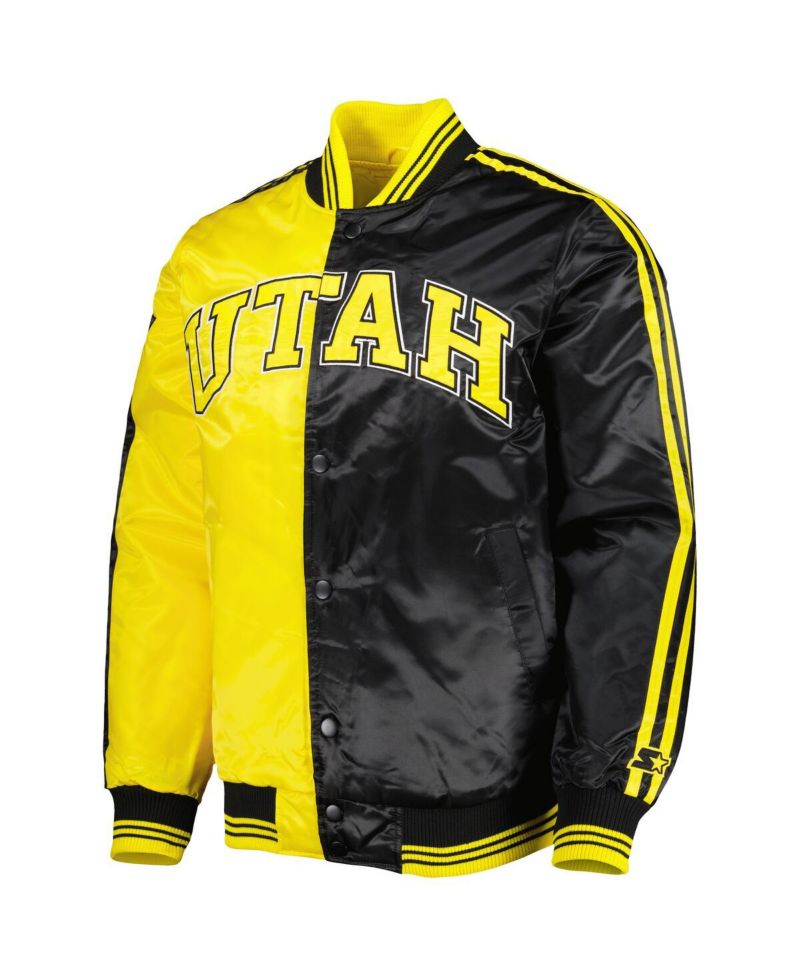 Men's Gold, Black Utah Jazz Fast Break Satin Full-Snap Jacket