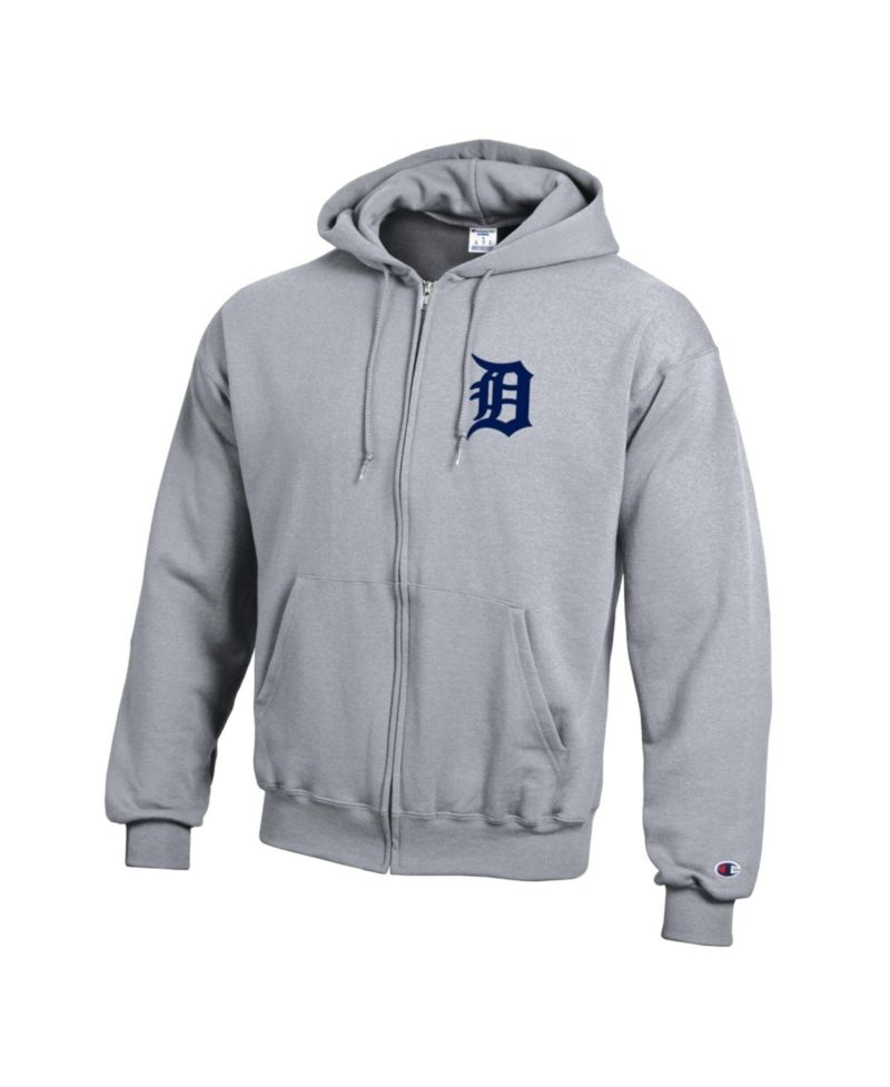 Men's Heather Gray Detroit Tigers Powerblend Full-Zip Hoodie