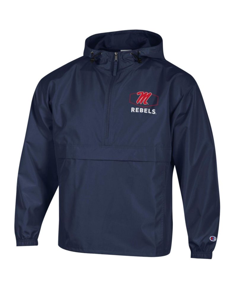 Men's Navy Ole Miss Rebels Delay Packable Half-Zip Jacket